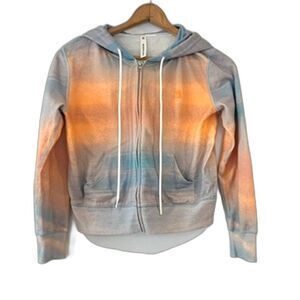 Magnlens Linden Tie Dye Orange Blue Full Zip Hoodie XS Horizon $145